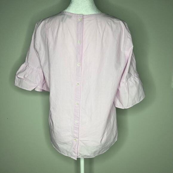 J. Crew Bell Sleeve Button Back Top Sz 8 Purple Lilac Blouse Cotton Casual - Picture 5 of 9
